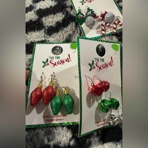 Bundle of 8 pair of Festive Red and Green Holiday Earrings
